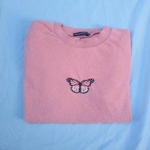 Brandy Melville pink butterfly top